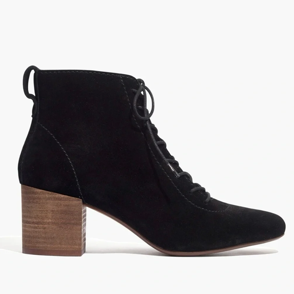MADEWELL Women’s The‎ Emilia Lace-Up Boot Size 6 Black